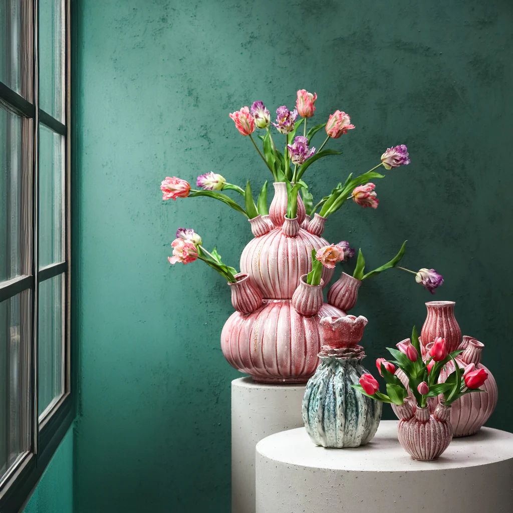 Nolou Roze Tulpenvaas keramiek Large PTMD - Afbeelding 8