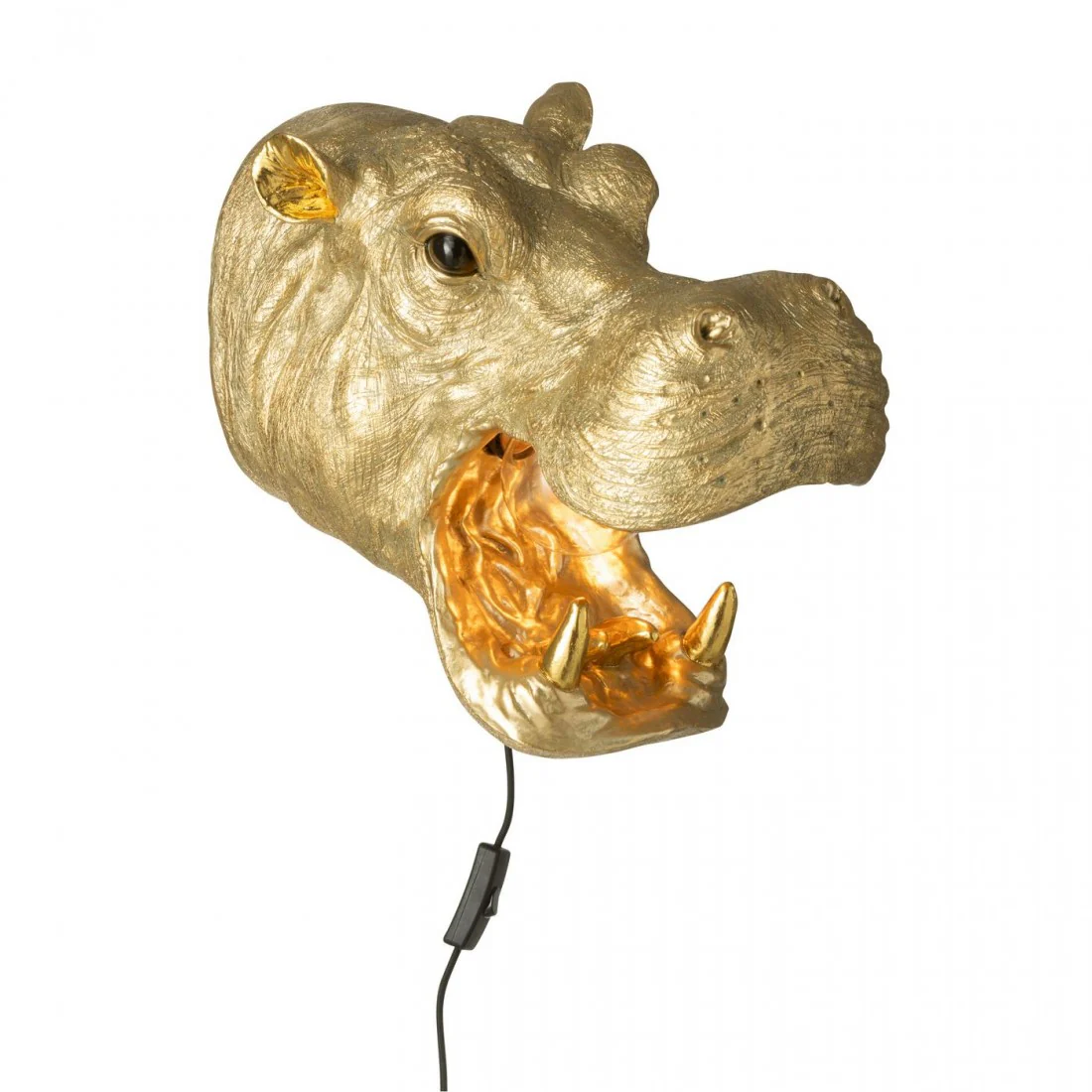 Wandlamp Nijlpaard Kop Hars Goudkleurig J-Line - Afbeelding 2